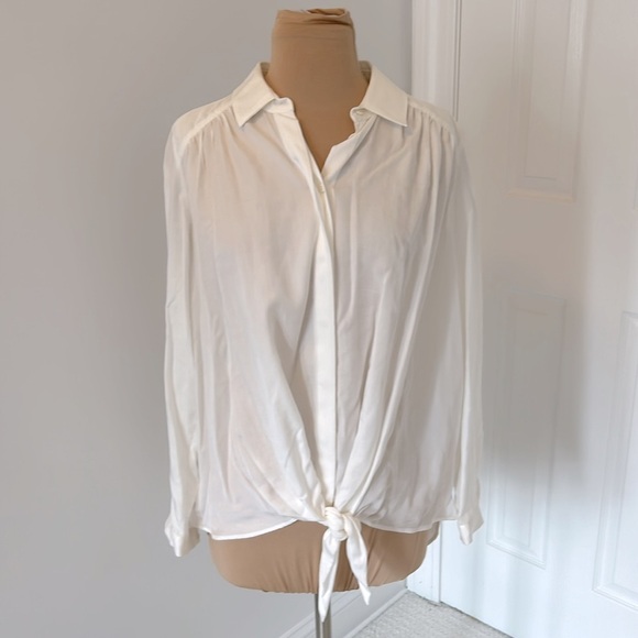 Anthropologie Maeve Tuesday White Tie Front Blouse - Picture 3 of 10